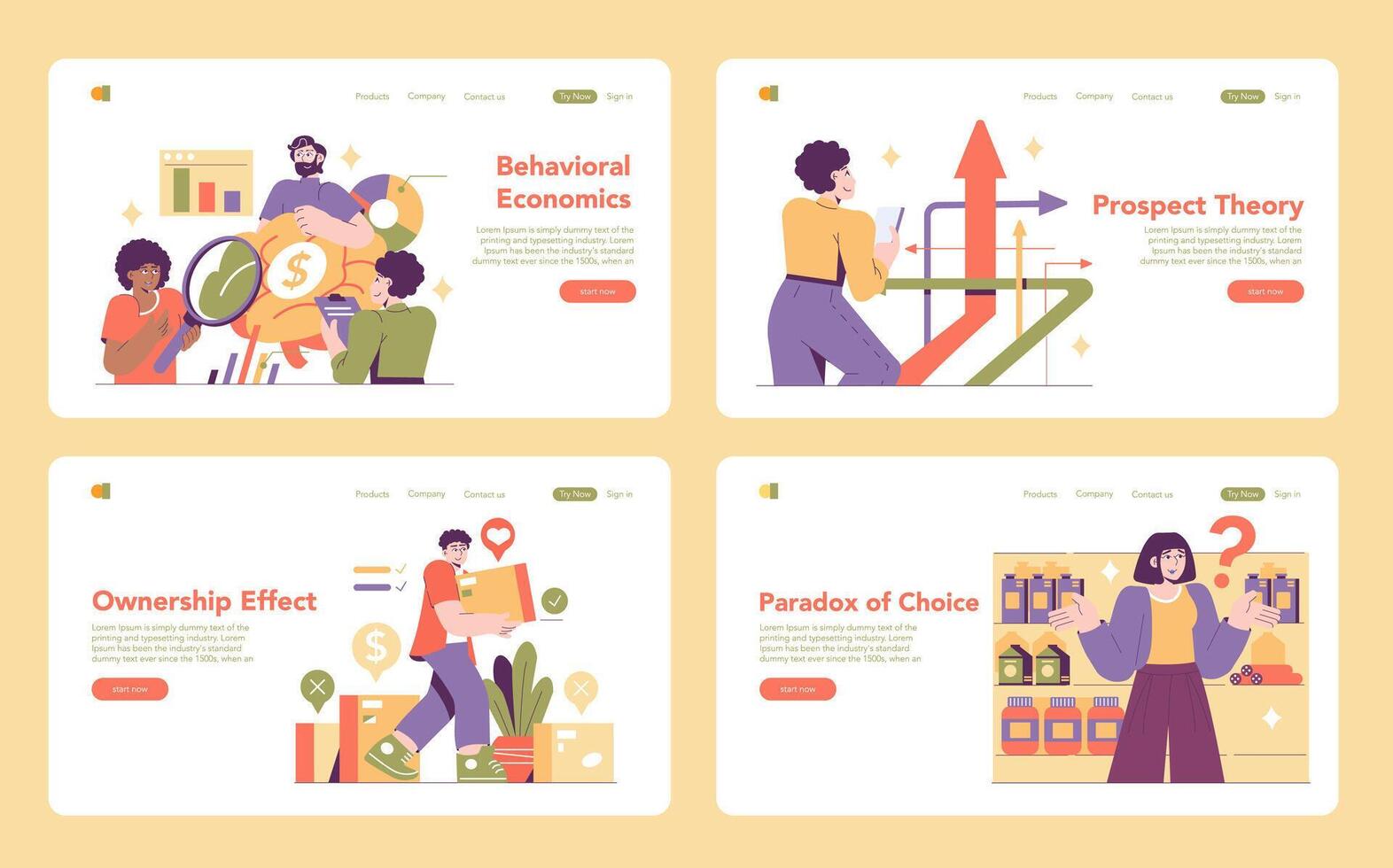 Behavioral Economics. Flat Illustration vector
