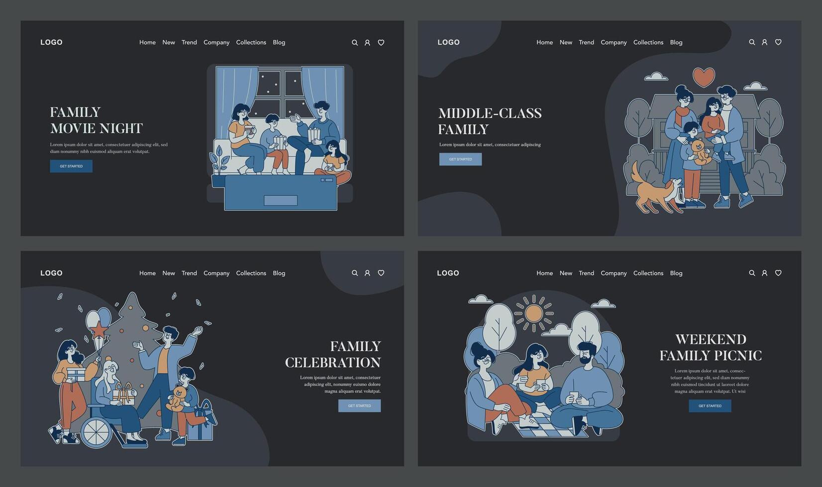 Middle Class Family. Flat Illustration vector