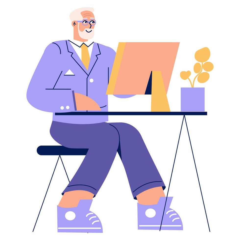 Older Businessman. Flat Illustration vector