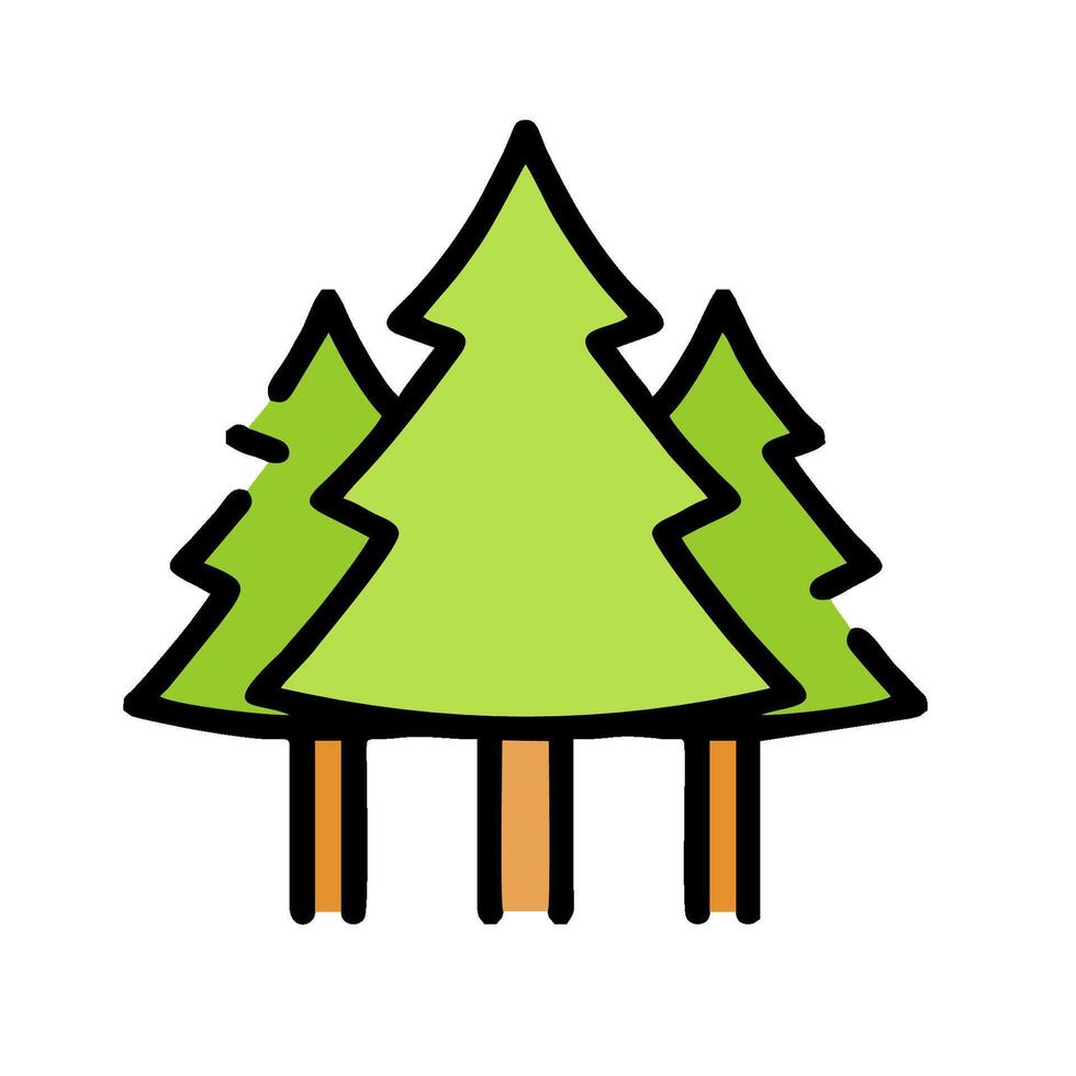 A cartoon illustration of three trees vector
