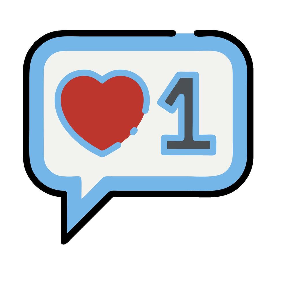 A speech bubble with a heart and the number one vector
