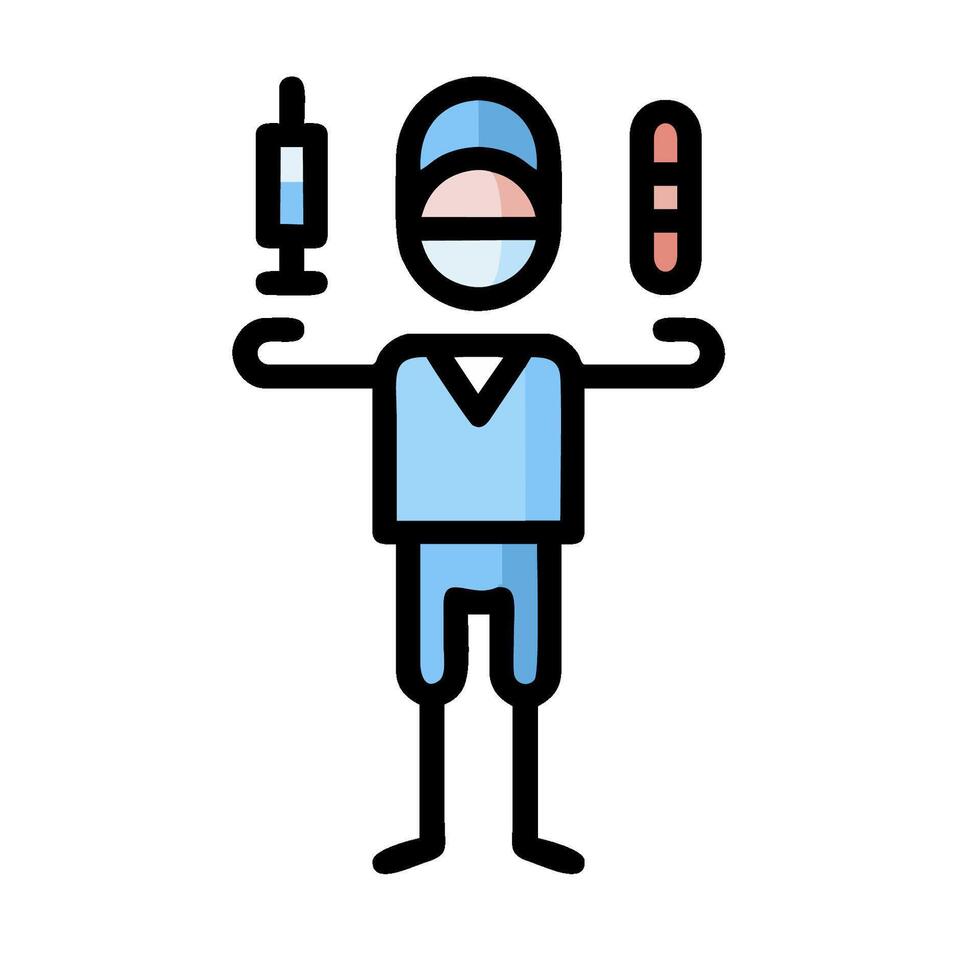 A man with a syringe and a needle in his hand vector