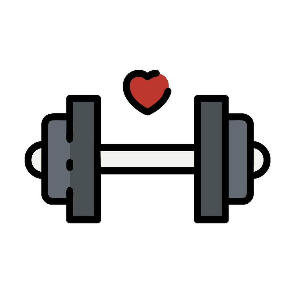 Dumbbell icon with heart and red barbell vector
