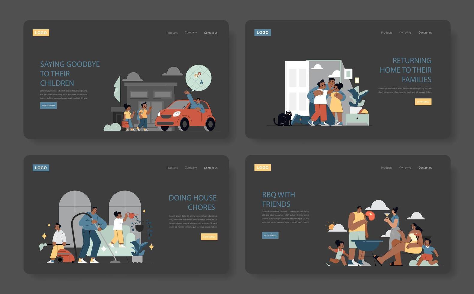 one day of builder. Flat Illustration vector