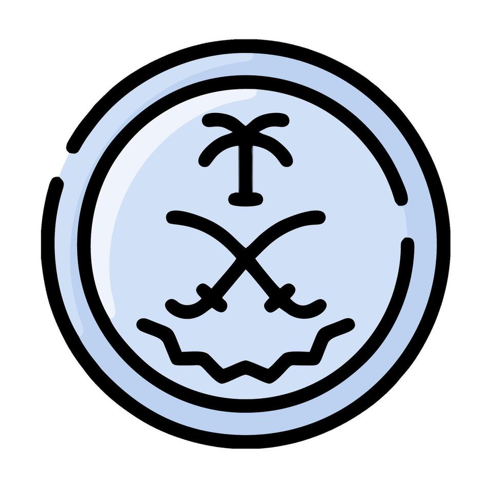 A blue circle with a palm tree and a cross vector