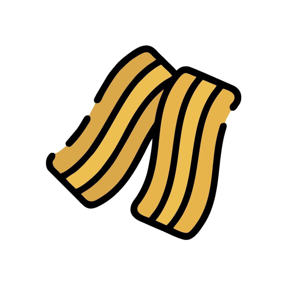 Two slices of bacon are shown in a line vector