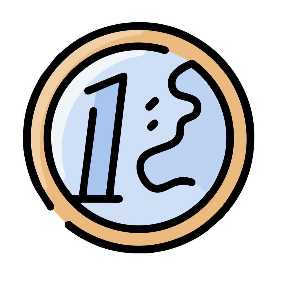 A clock with the number one on it vector