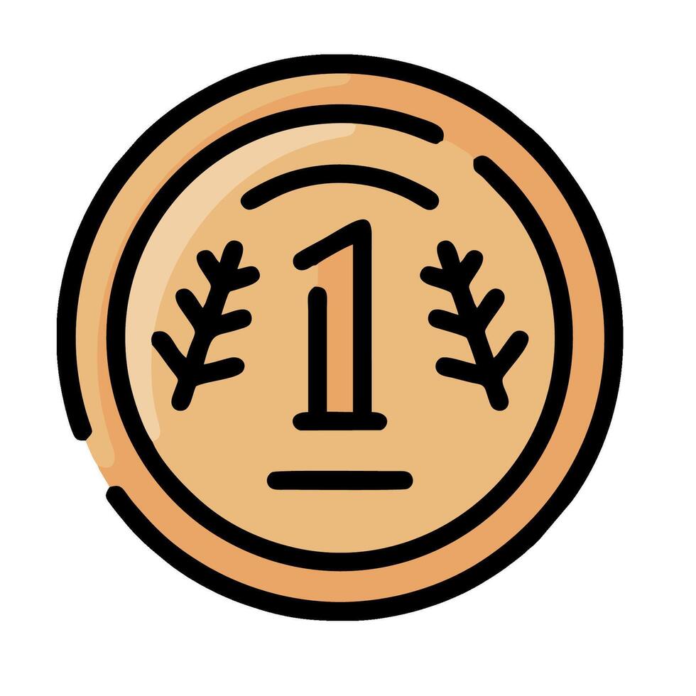 A medal with the number one on it vector