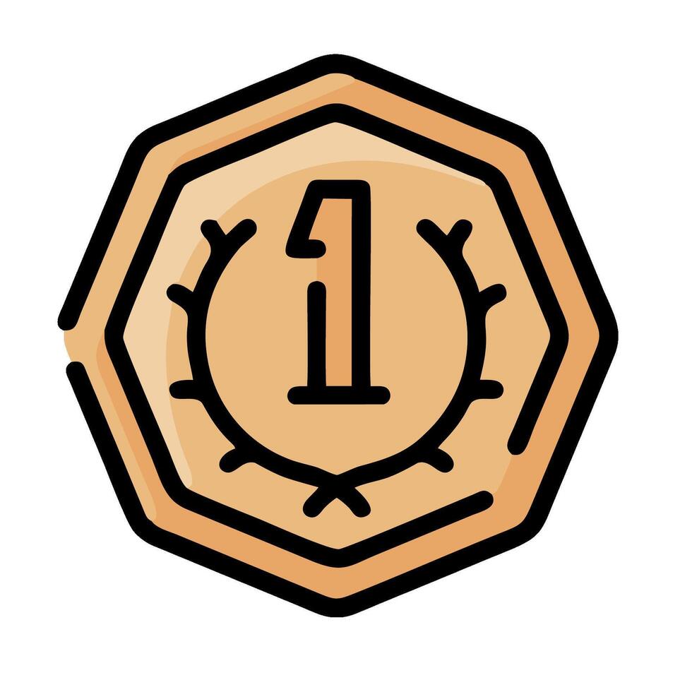 A number one coin with a laurel wreath on it vector