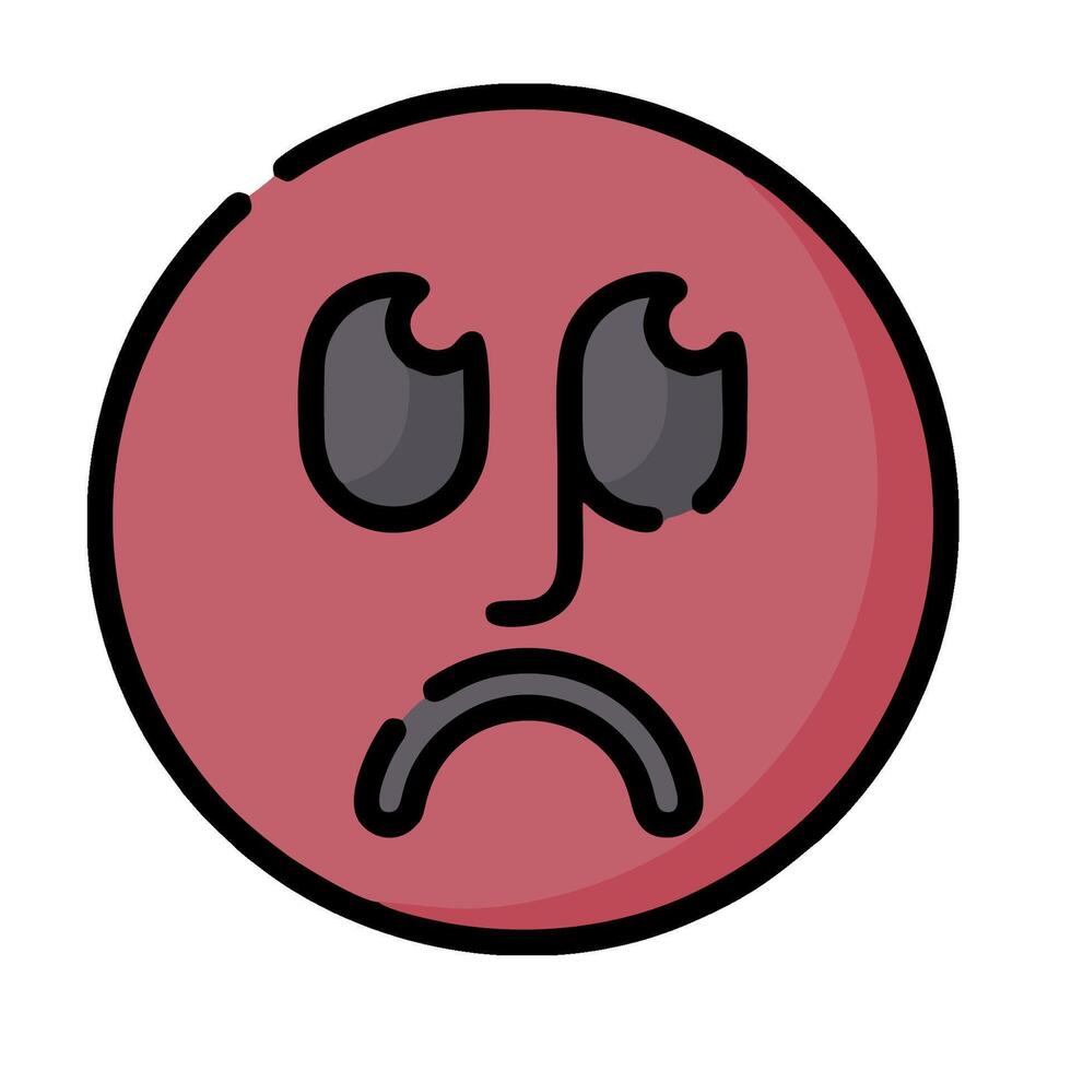 A sad emoticor with a frown face vector