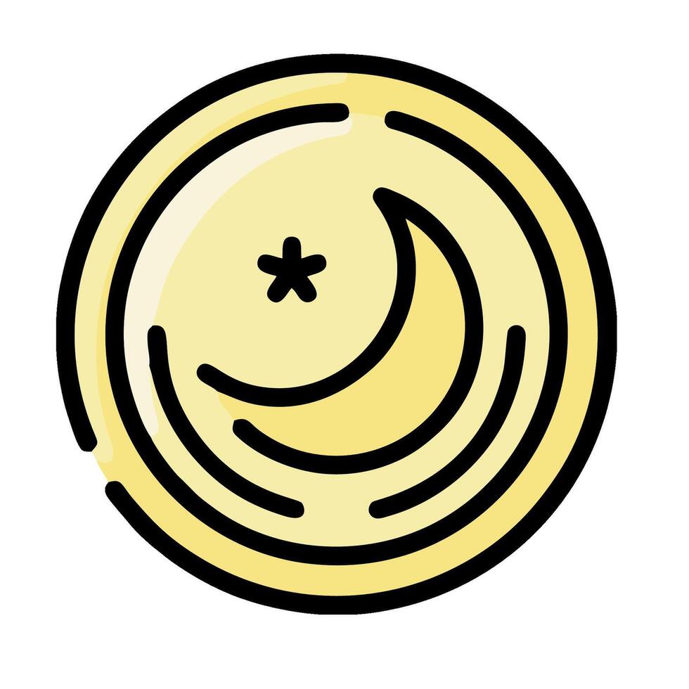 Moon and star coin icon illustration design vector