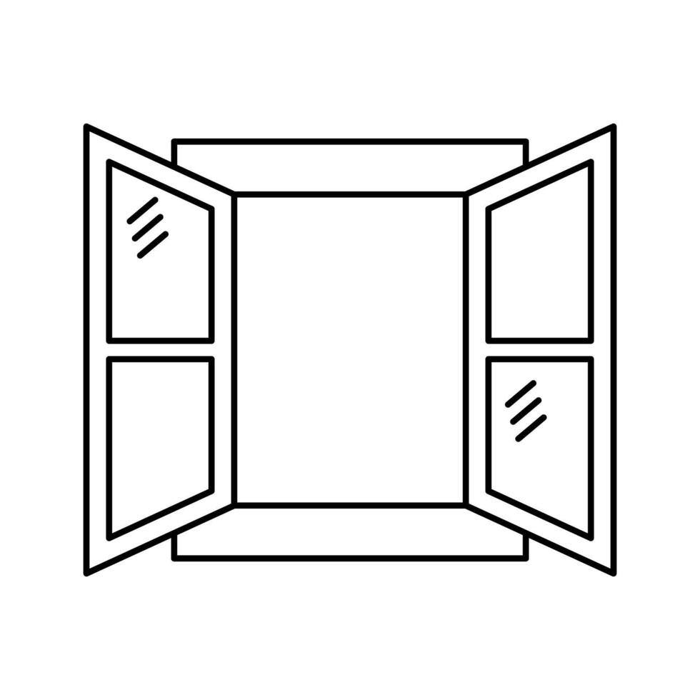 Open glass window with sunlight streaming. vector