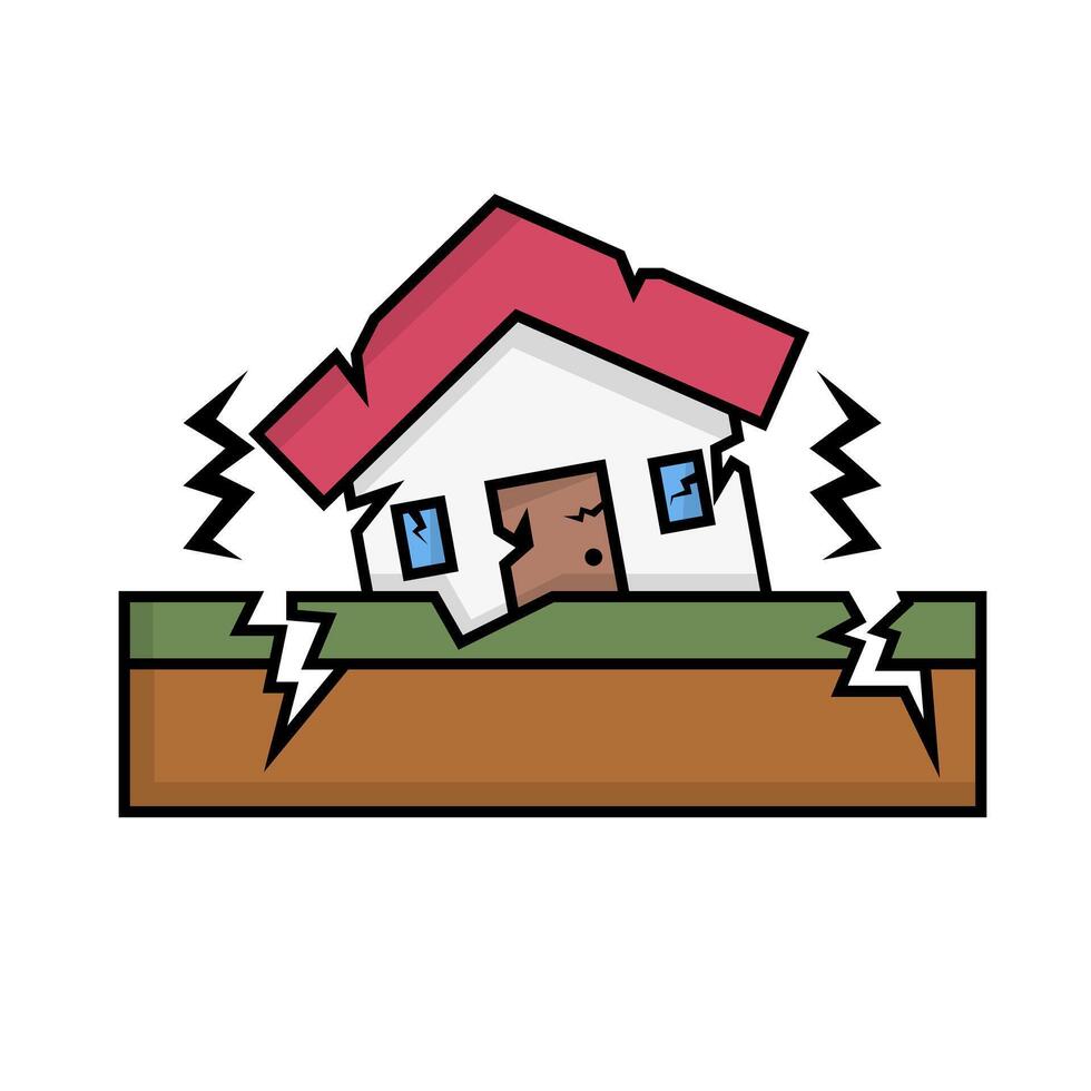 Earthquake shaking and house icon. Catastrophe icon. vector