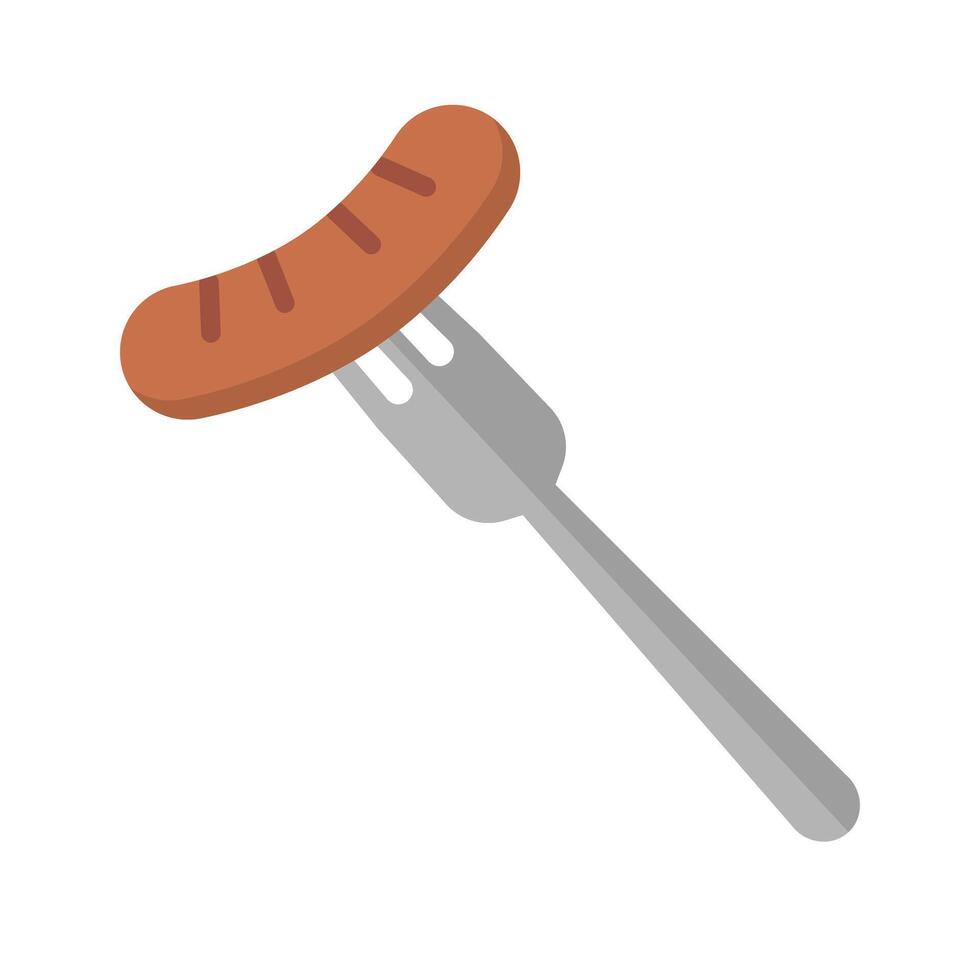 Fork and sausage icon. vector