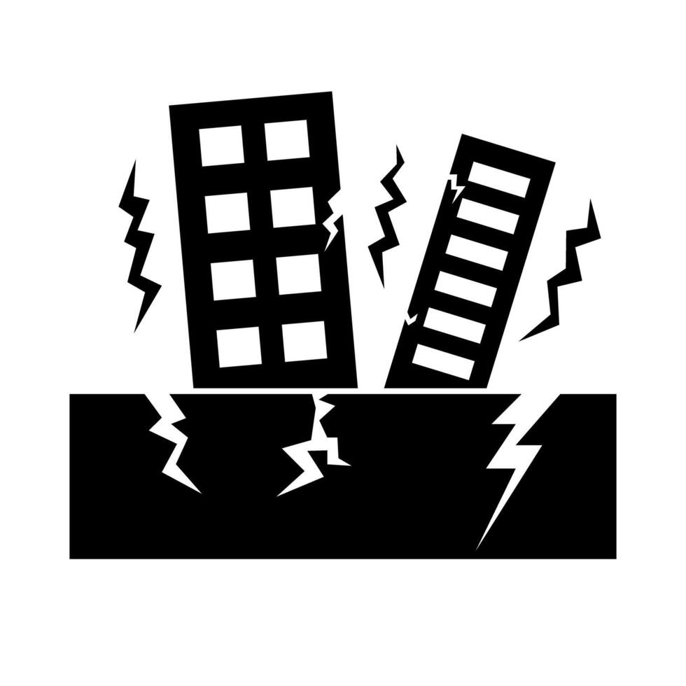 Earthquake shaking and skyscrapers silhouette. vector