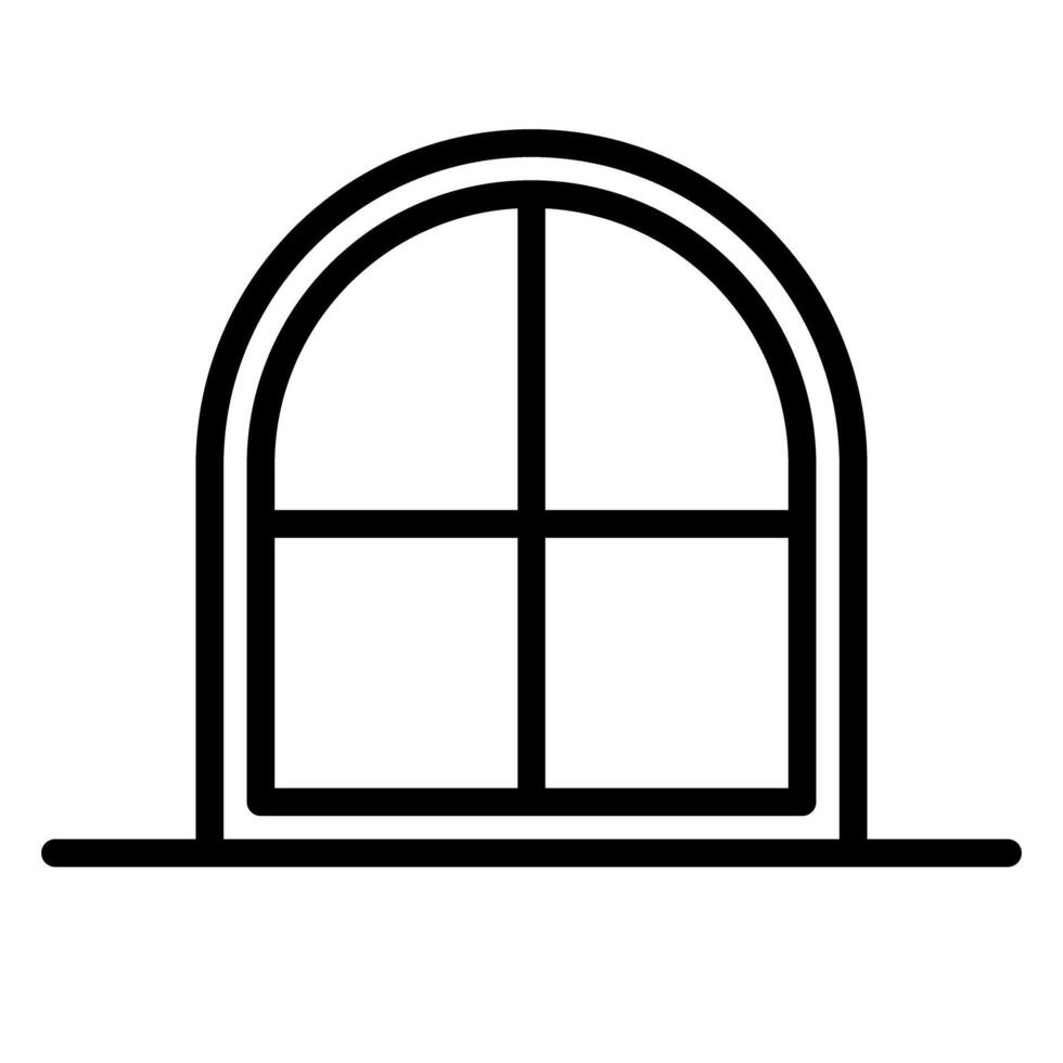 Arched glass window icon. vector