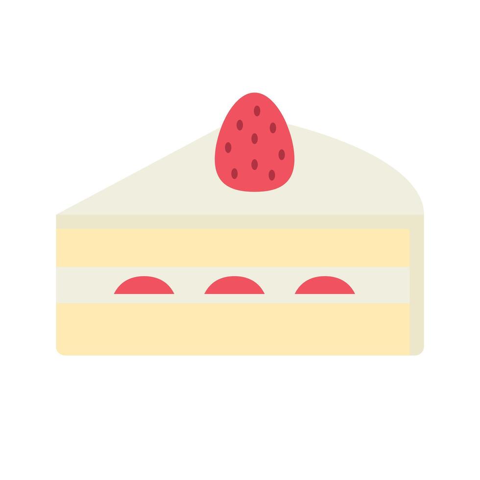 Flat design strawberry shortcake icon. vector