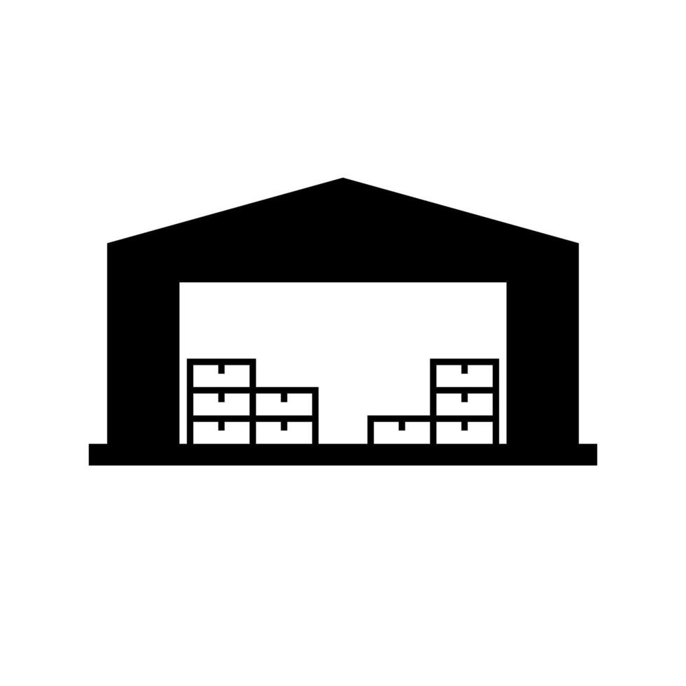 Warehouse and cardboard box stock silhouette. vector