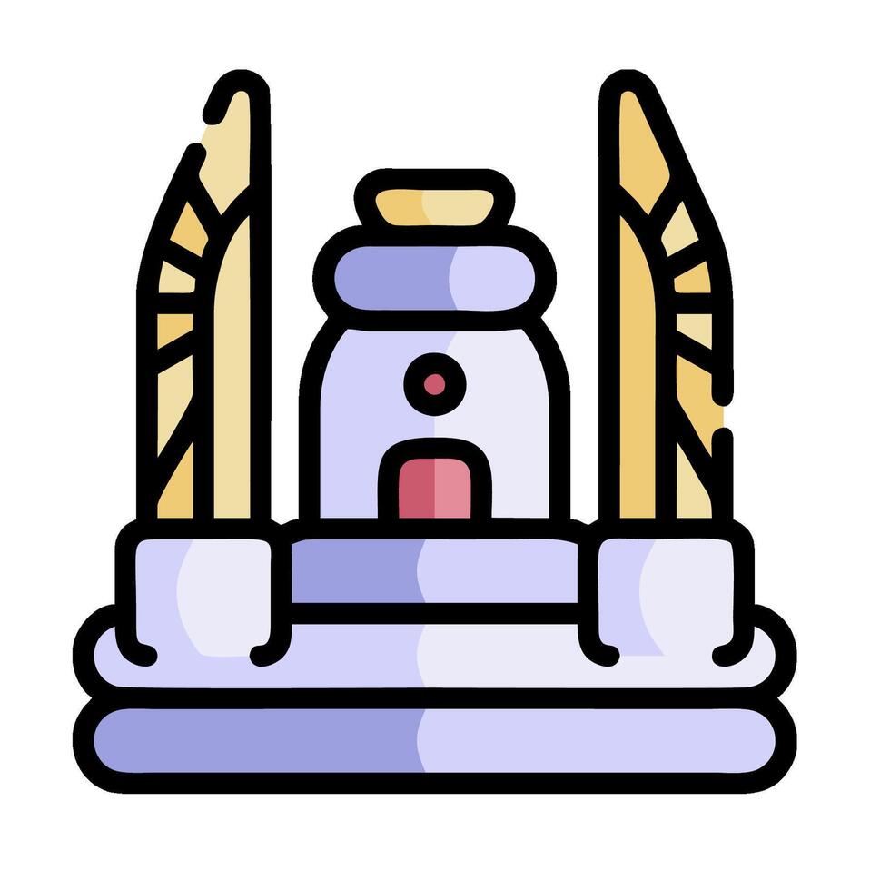 A temple icon with two statues on top vector