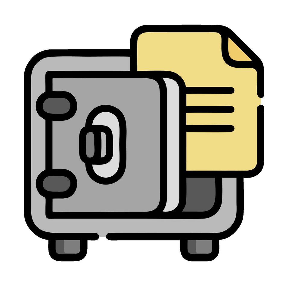 A safe box with a document inside vector