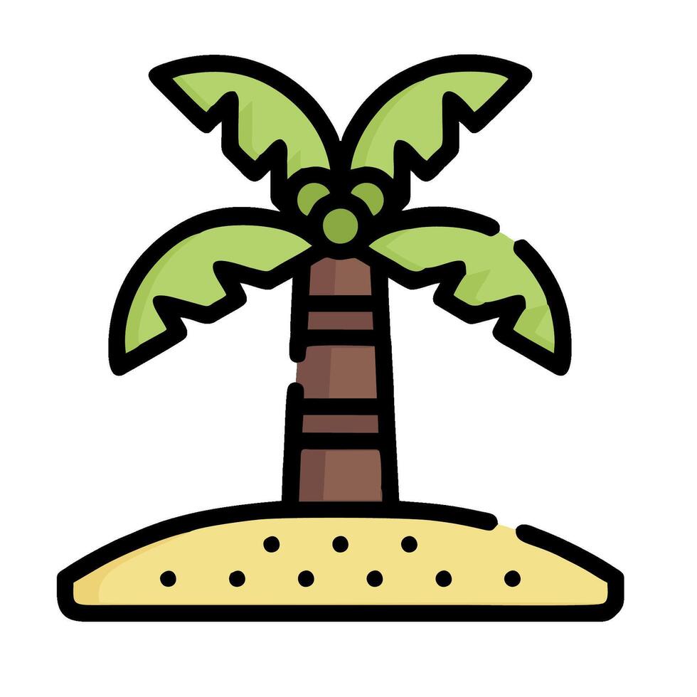 A palm tree on an island icon vector