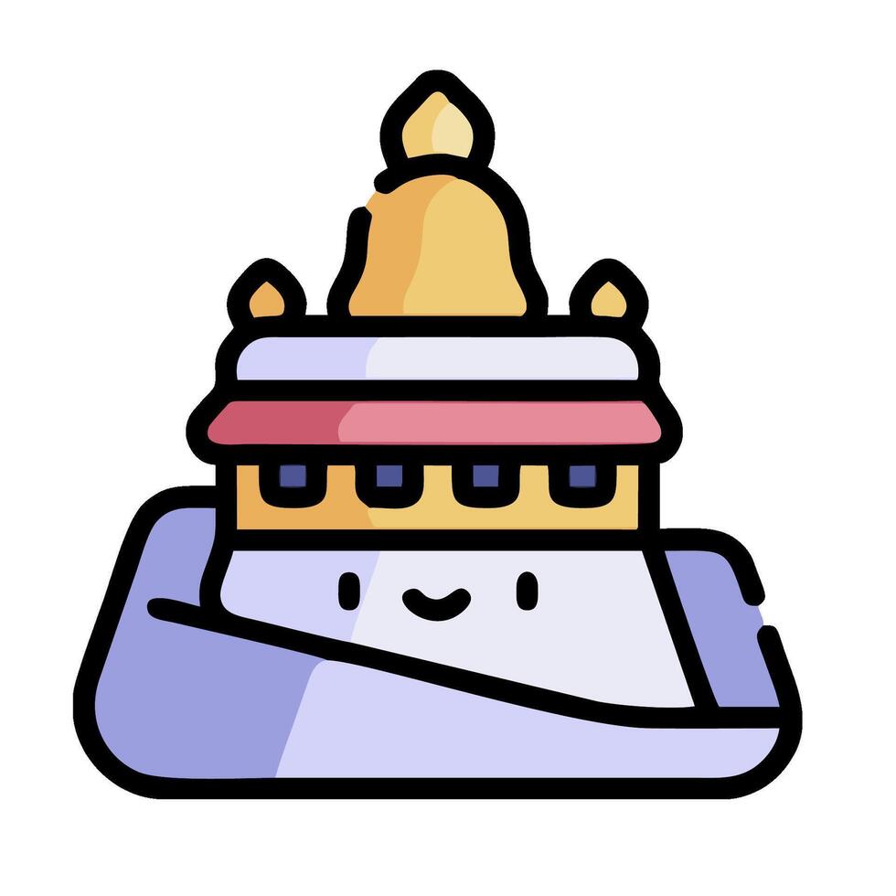 A cartoon temple with a smiley face vector