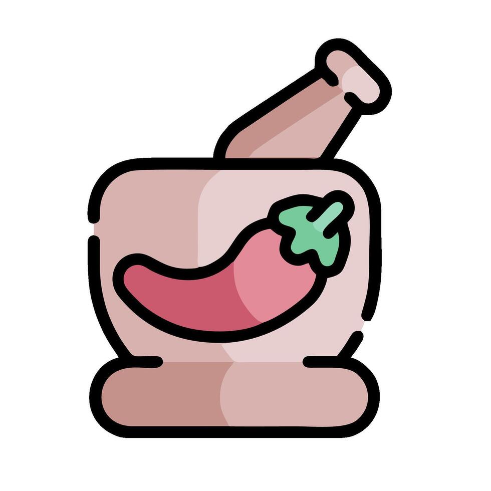 A pepper and a mortar icon on a white background vector