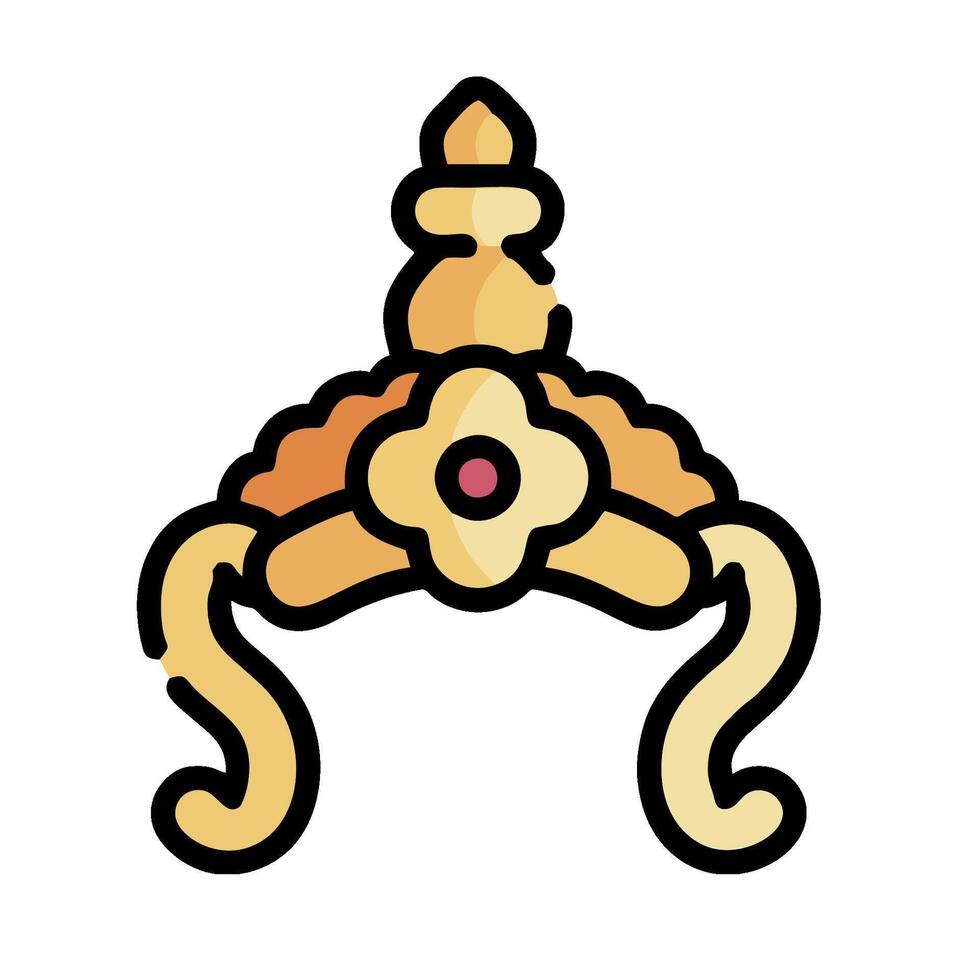 A golden crown with a red flower on it vector