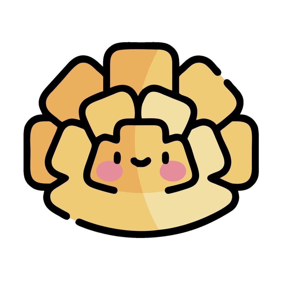 A cartoon character of a little girl holding a piece of bread vector
