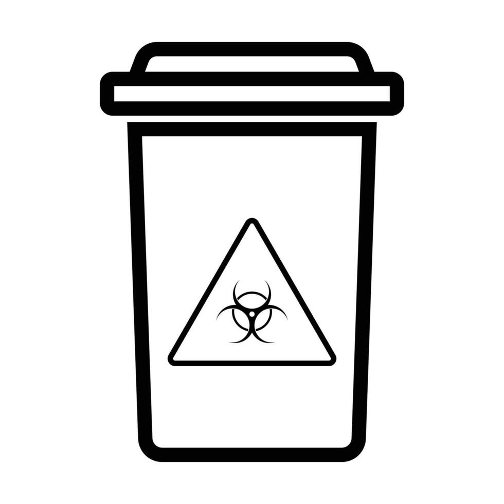 biohazard bin icon on white background, Medical Waste Disposal bin. vector