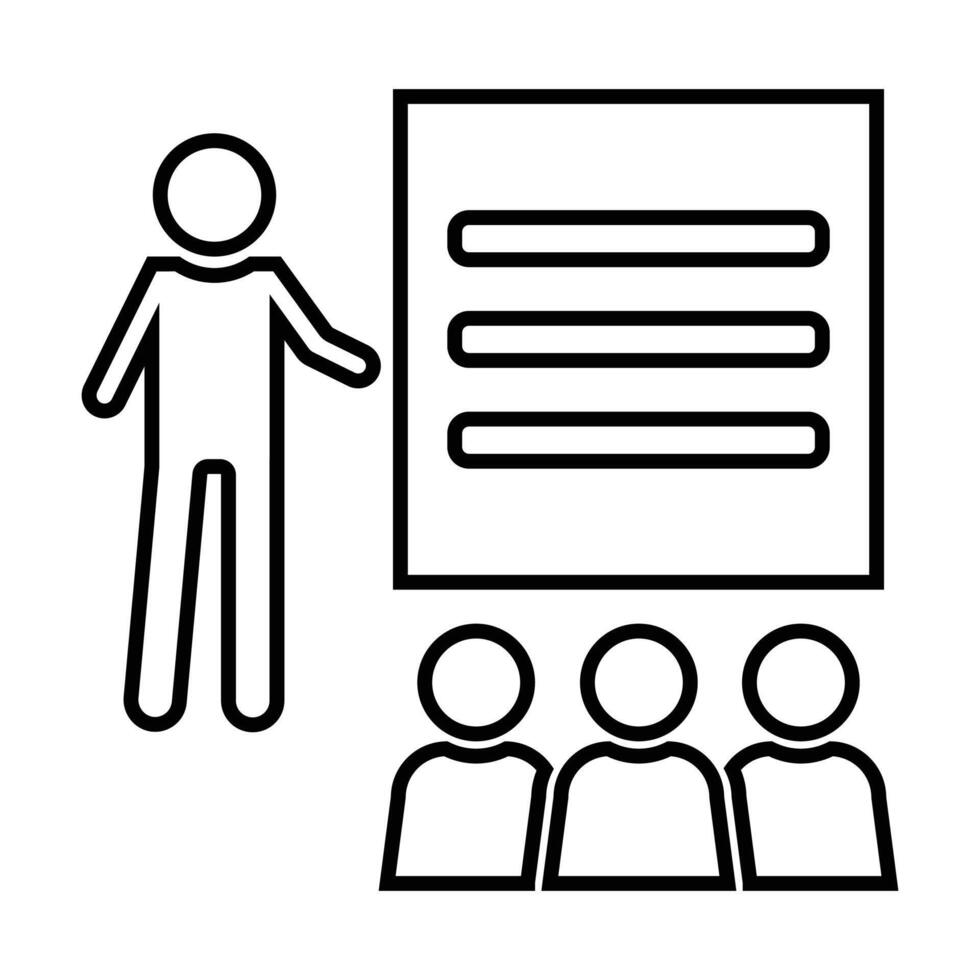 Lecture icon on white background, seminars, and public speaking vector