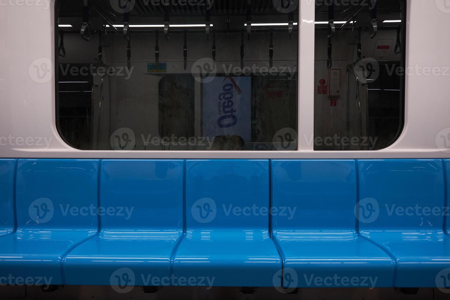 Empty seats of the Jakarta mass rapid transit MRT train. MRT Jakarta become popular recently as public transportation photo
