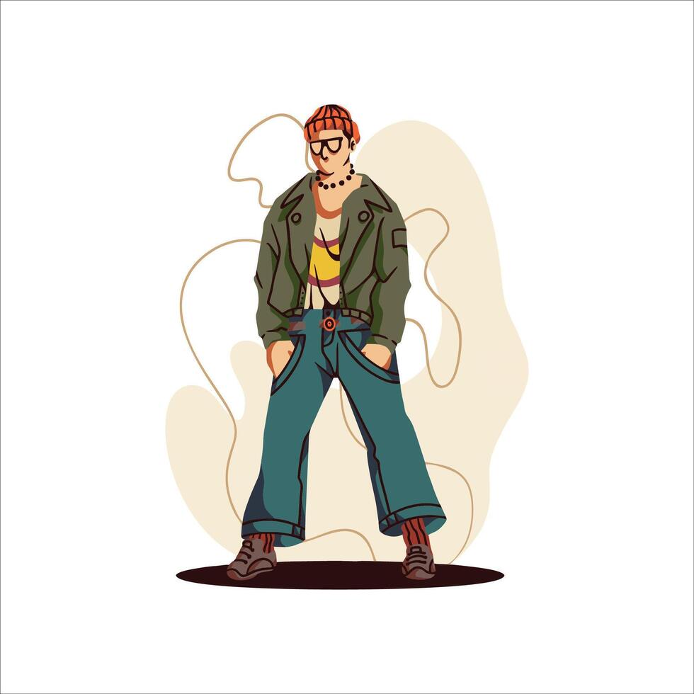 hip hop boy flat illustration design vector