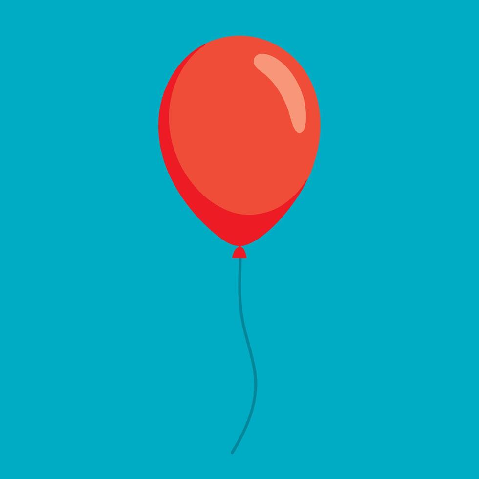 A red balloon with a long string on a blue background vector