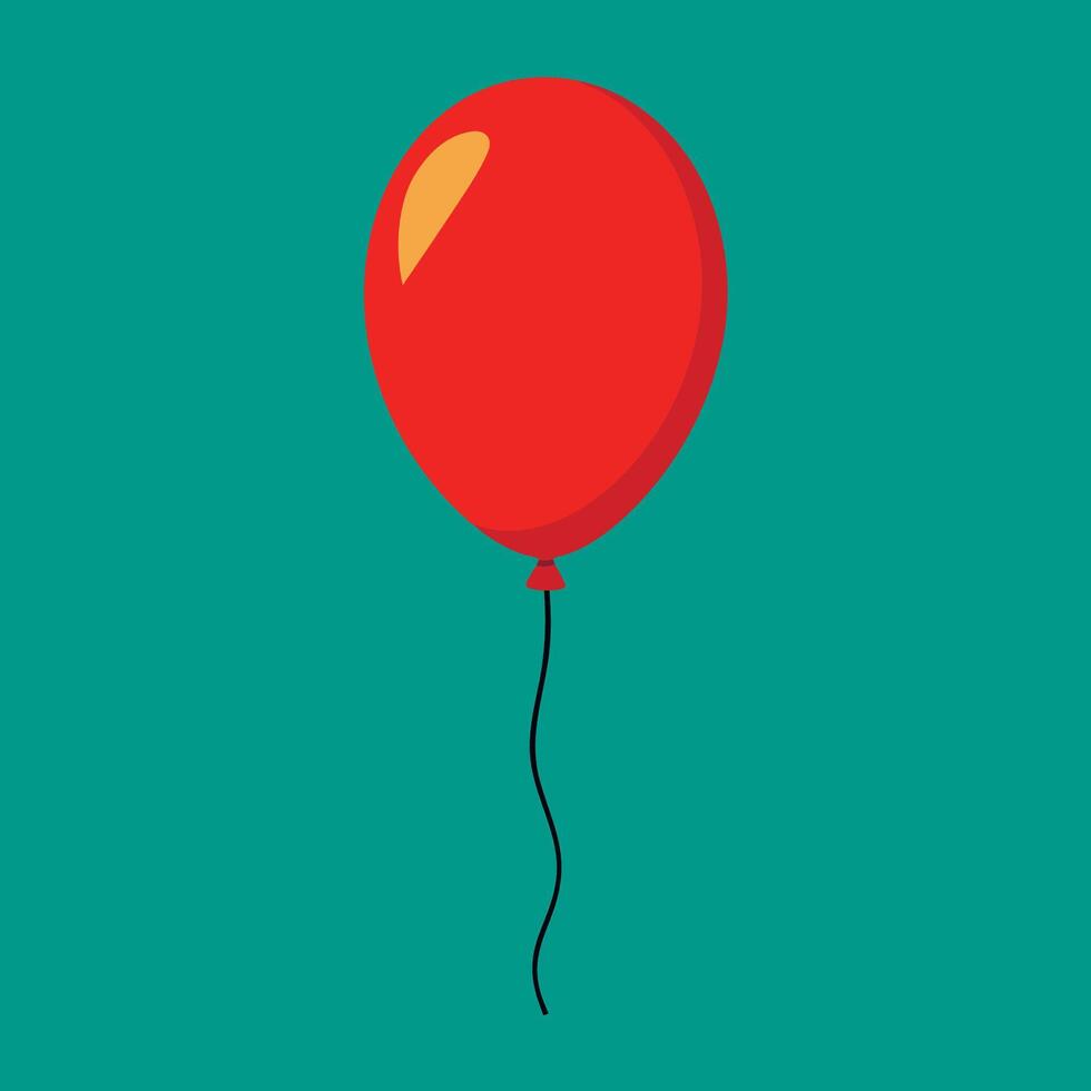 A red balloon with a black string on a green background vector