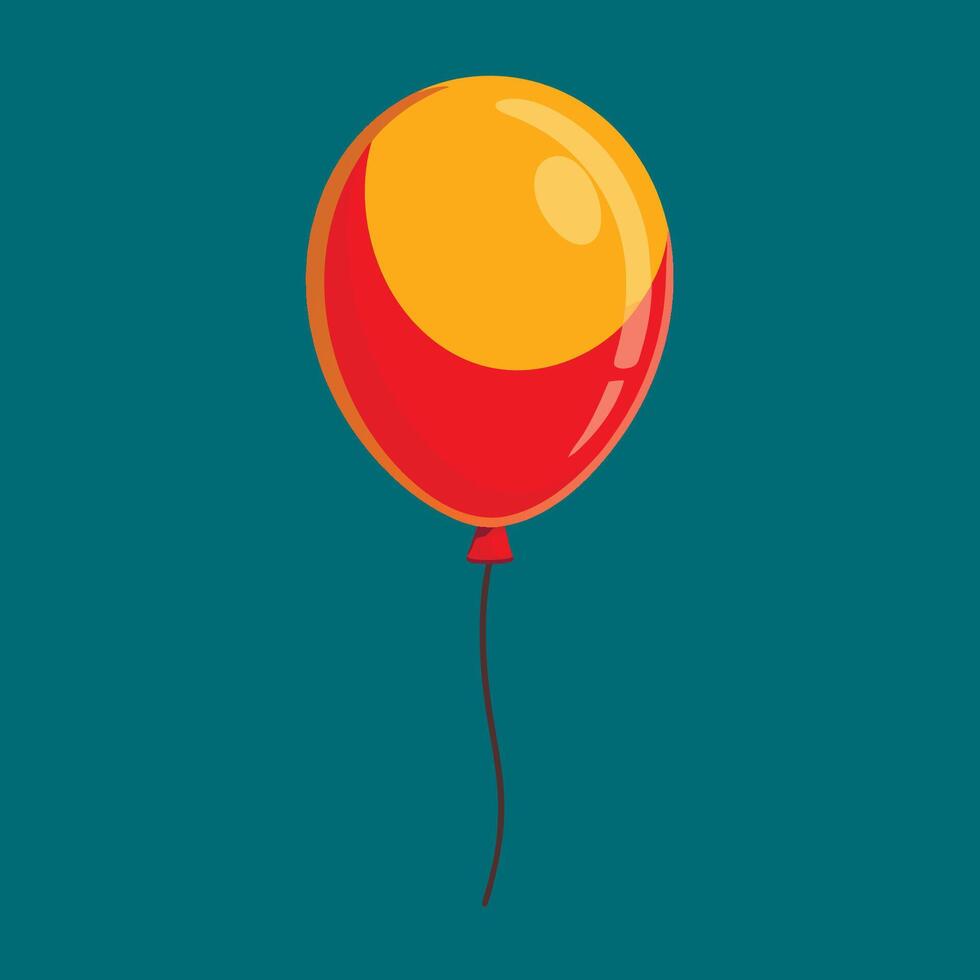 A red and yellow balloon with a black string vector