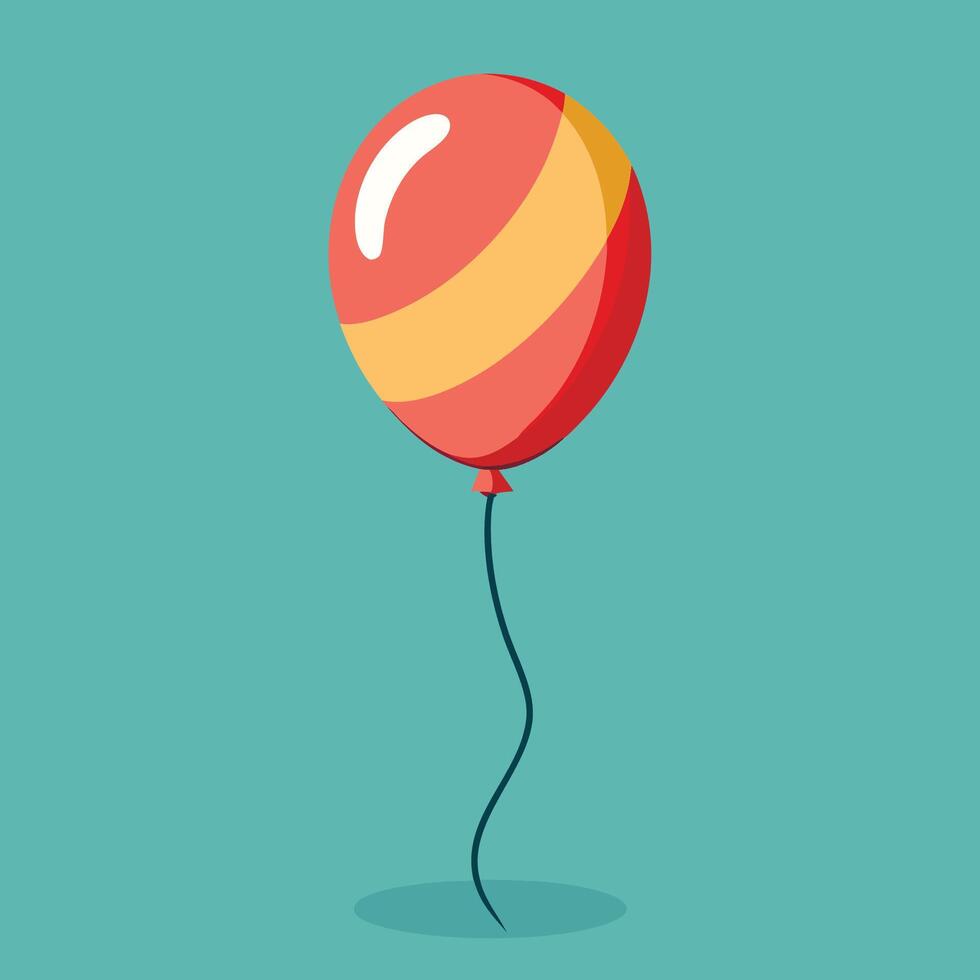 A red and yellow balloon with a string vector