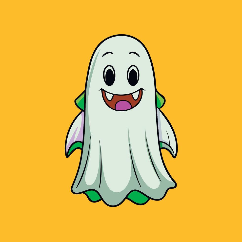 A cartoon ghost with a green face and green eyes vector