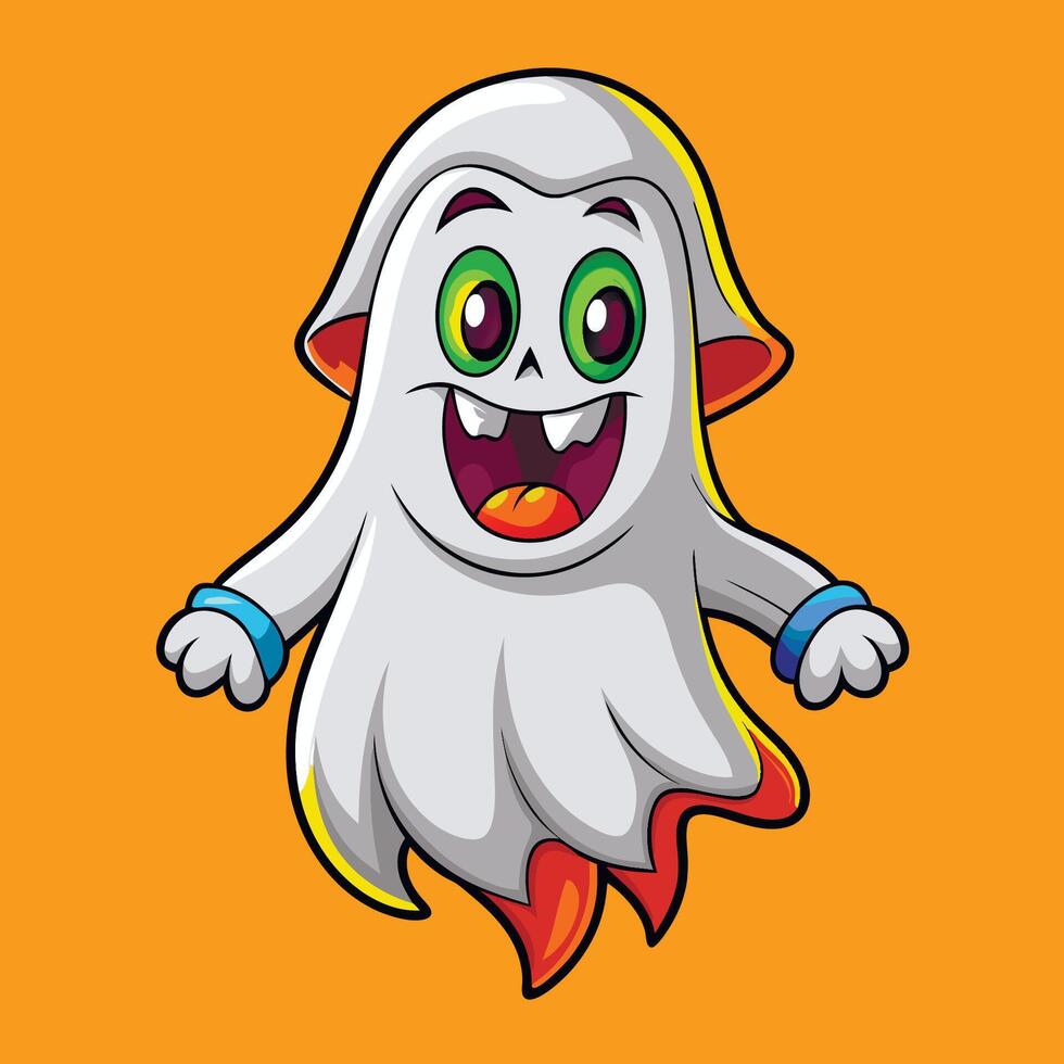A cartoon ghost with a big smile on its face vector