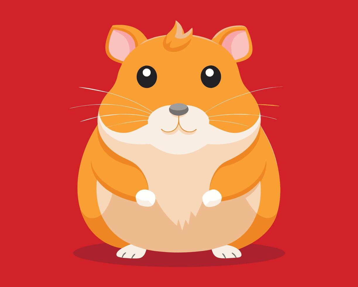 A cartoon hamster on a red background vector