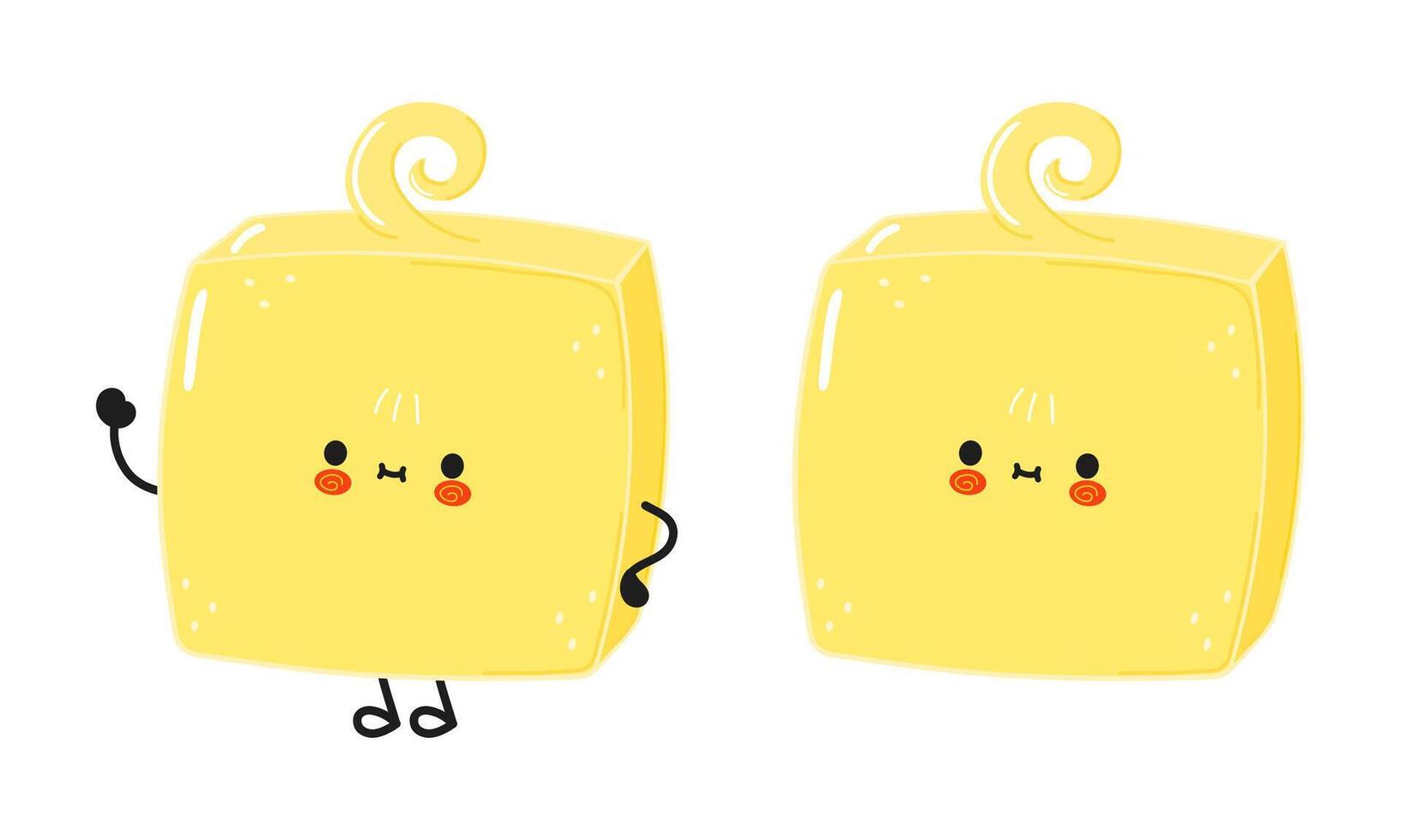 Butter character. hand drawn cartoon kawaii character illustration icon. Isolated on white background. Butter character concept vector