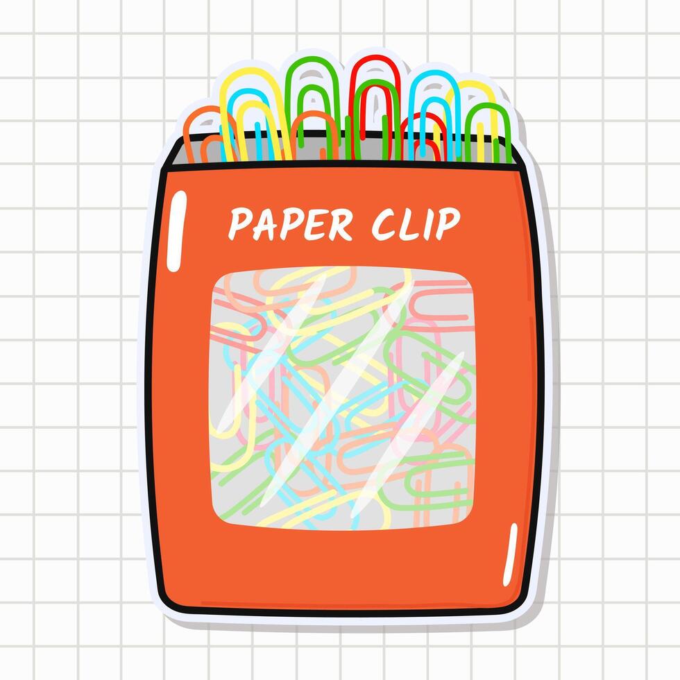 Cute funny Paper clip sticker. hand drawn cartoon kawaii character illustration icon. Isolated on background. Paper clip card character concept vector