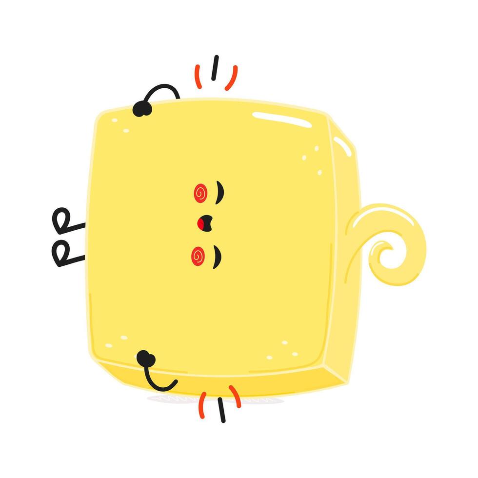 Butter laughs character. hand drawn cartoon kawaii character illustration icon. Isolated on white background. Butter character concept vector