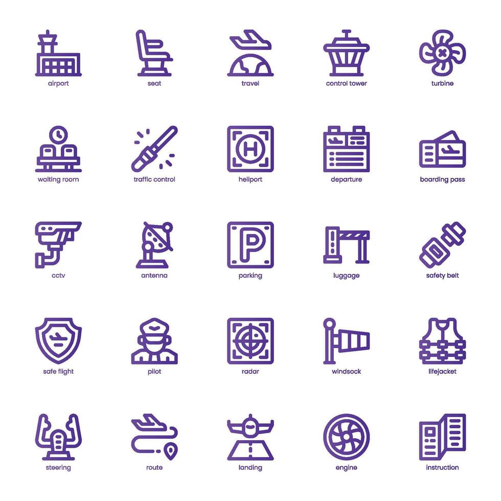 Airport icon pack for your website, mobile, presentation, and logo design. Airport icon basic line gradient design. graphics illustration and editable stroke. vector