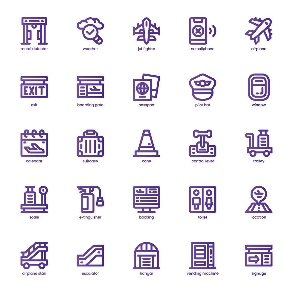 Airport icon pack for your website, mobile, presentation, and logo design. Airport icon basic line gradient design. graphics illustration and editable stroke. vector