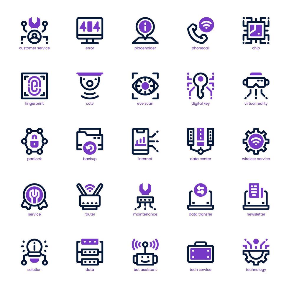Tech Service icon pack for your website, mobile, presentation, and logo design. Tech Service icon dual tone design. graphics illustration and editable stroke. vector
