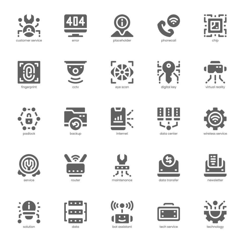 Tech Service icon pack for your website, mobile, presentation, and logo design. Tech Service icon glyph design. graphics illustration and editable stroke. vector