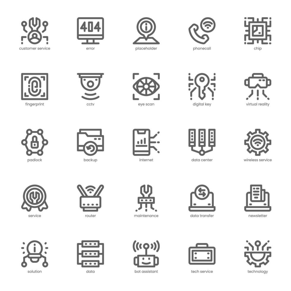 Tech Service icon pack for your website, mobile, presentation, and logo design. Tech Service icon outline design. graphics illustration and editable stroke. vector