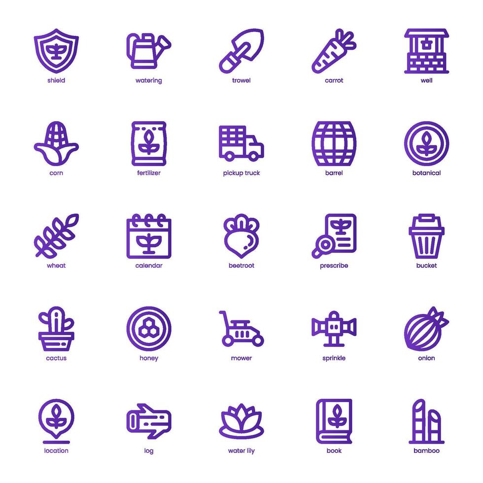 Farming and Botanical icon pack for your website, mobile, presentation, and logo design. Farming and Botanical icon basic line gradient design. graphics illustration and editable stroke. vector