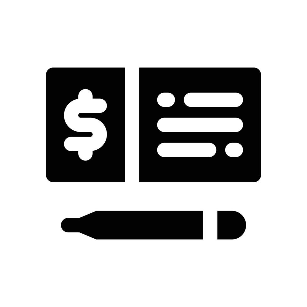 bank check icon. glyph icon for your website, mobile, presentation, and logo design. vector